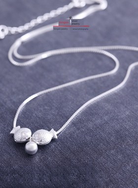 999纯银项炼女性可访问的豪华利基锁骨炼吊坠2022短生日亲吻鱼情