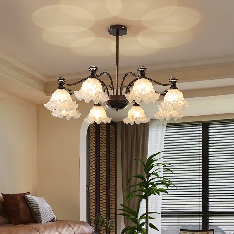 美式田园客厅吊灯创意网红铃兰法式灯复古乡村灯具中古餐厅卧室灯