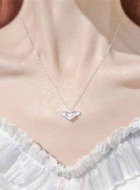 天使爱心纯银项链女轻奢小众设计高级锁骨链闺蜜情人节礼物送女友