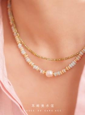A天然石串珠国风旗袍项链闺蜜生日礼物轻奢小众设计高级感锁骨链