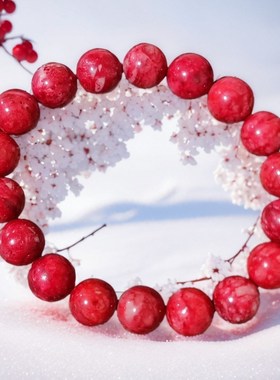 天然原矿朱砂鸡血石手串原石打磨玉化料雪里红鸡血石男女手串