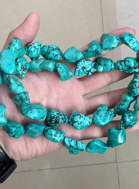 湖北天然原矿绿松石随形原石项链吊坠毛料项坠水滴手把件摆件男女