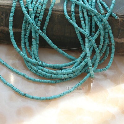 天然绿松石隔片4/6/8mm蓝松圆片散珠I手链项链算盘珠diy手工饰品