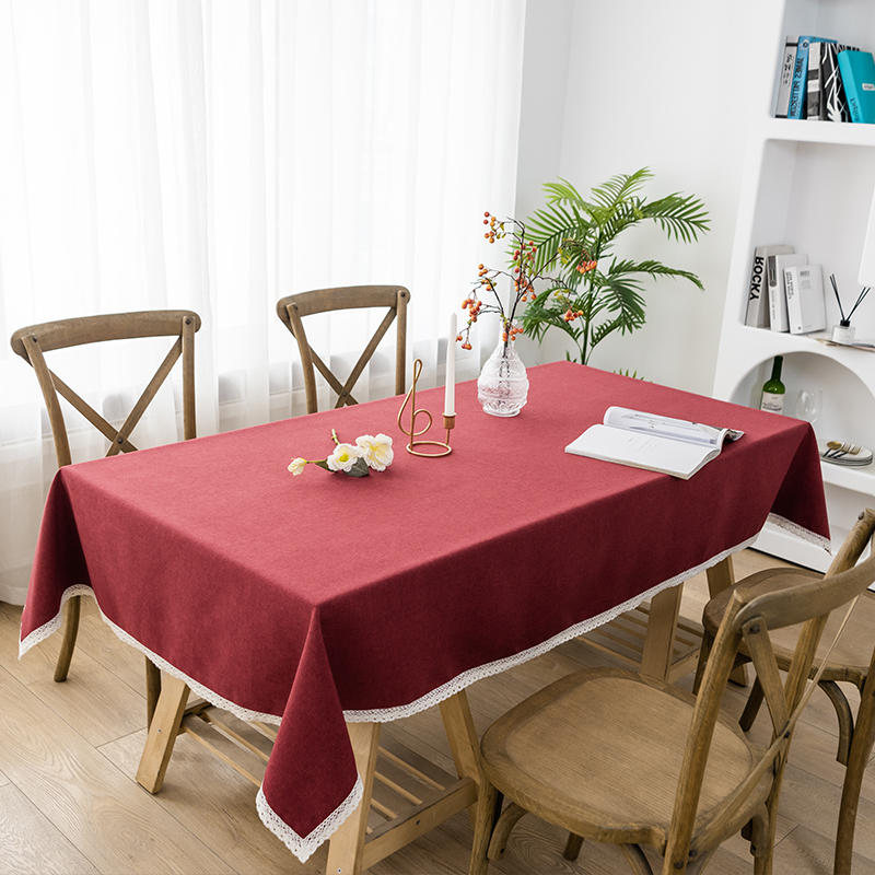 北欧简约现代棉麻纯色办公室会议室布艺桌布 长方V形餐桌茶几台布