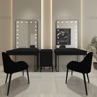 高级影楼专业带灯化妆台奶油风婚纱店美容院彩妆工作室专用梳妆台