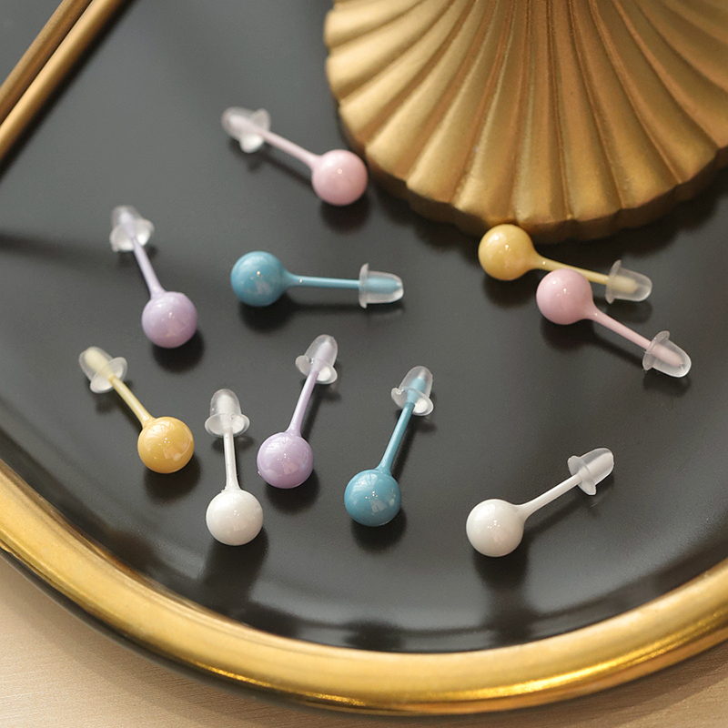 彩色陶瓷养耳洞耳钉简约甜美可爱少女甜美耳饰睡觉U免摘全瓷耳棒