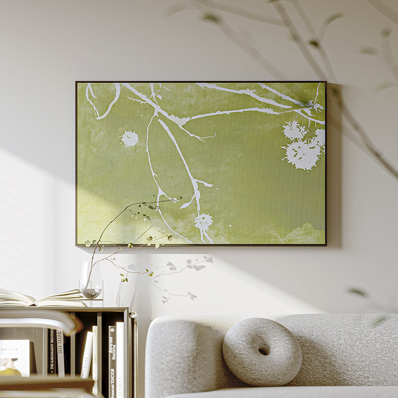 现代简约卧室装饰画北欧风房间床头极简背景墙壁挂画巨幅高级感绿