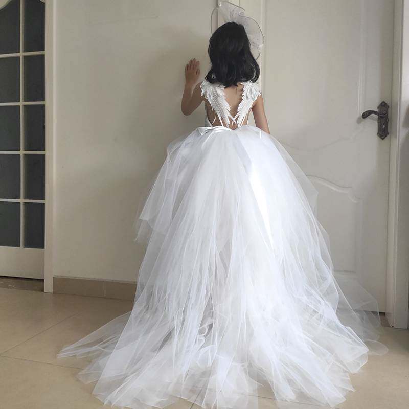 儿童婚纱拖尾晚礼服公主裙女童洋气蓬蓬纱模特走秀主持人钢琴表演,童装/婴儿装/亲子装,儿童礼服,淘宝优惠券,粉丝福利购,淘宝优惠卷