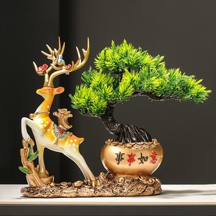 迎客松新中式 饰品家用家居摆件亲戚朋友送礼祝福礼物 客厅电视柜装