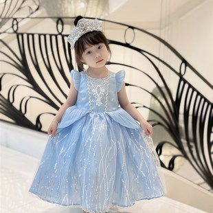 女童灰姑娘辛德瑞拉在逃公主会发光连衣裙六一公主裙夏季生日礼服
