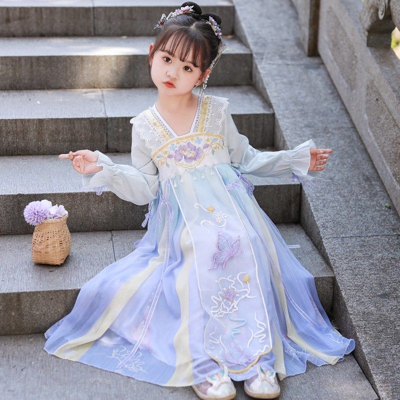 刺绣汉服女童新款显白古装连衣襦裙女孩唐朝儿童超仙中国风演出服,童装/婴儿装/亲子装,汉服,淘宝优惠券,粉丝福利购,淘宝优惠卷