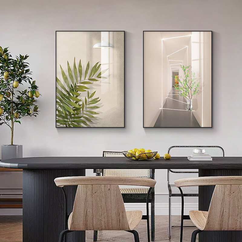 绿植空间餐厅装饰画免打孔饭厅挂画现代简约大气餐桌墙面装饰壁画