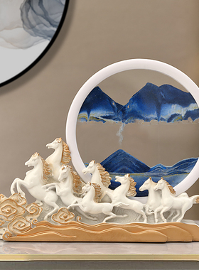 流沙画沙漏马摆件客厅电视柜酒柜装饰品解压办公室桌面轻奢礼品