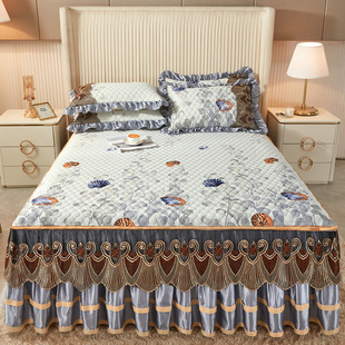 折叠防床罩丝三件套裙冰可拆卸可家用水洗席子款 凉席床乳胶 夏季