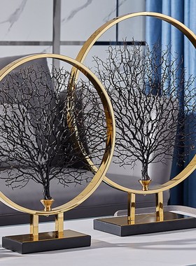 欧式海树饰品斯堪的纳维亚树桌面金属软装饰创意家居饰品入口样板