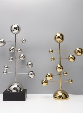 现代简约圆球螺旋烛台摆件样板房售楼部卧室书房客厅桌面玄关饰品