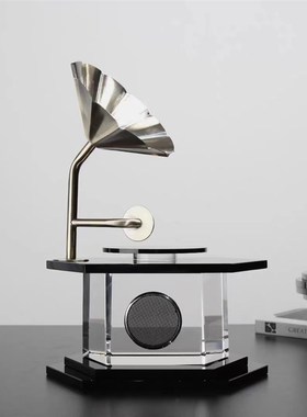 欧式创意水晶播音机摆件样客厅板房办公室书房玄关家居桌面装饰品