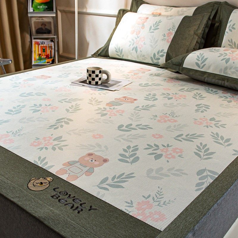 2023新款夏季冰丝凉席纯藤床笠款可水洗空调P软席子可折叠夏天竹