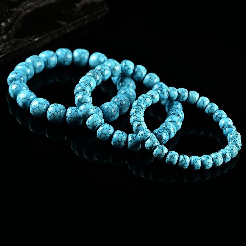 湖北原矿型铁线绿松石手链手串老微珠桶珠手链果冻料情侣男女款