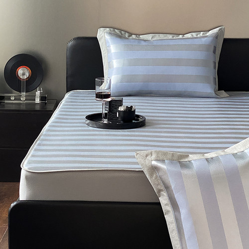 夏季轻奢冰丝凉席三件套简约提花可水洗床笠款1.5米空调软席1.8米