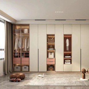 极简全屋定制衣柜整体卧室轻奢风衣帽间定做一门到顶整体卧室柜子