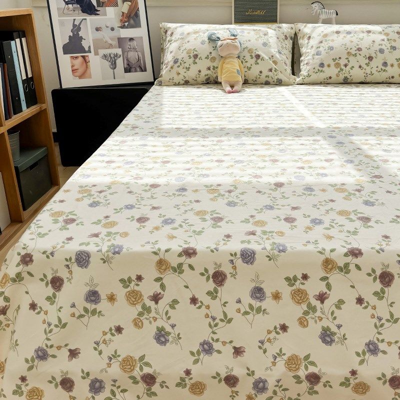 高档加厚老粗布紫苏小清新碎花床单单件纯棉加厚棉麻全棉学生宿舍,床上用品,床单,淘宝优惠券,粉丝福利购,淘宝优惠卷