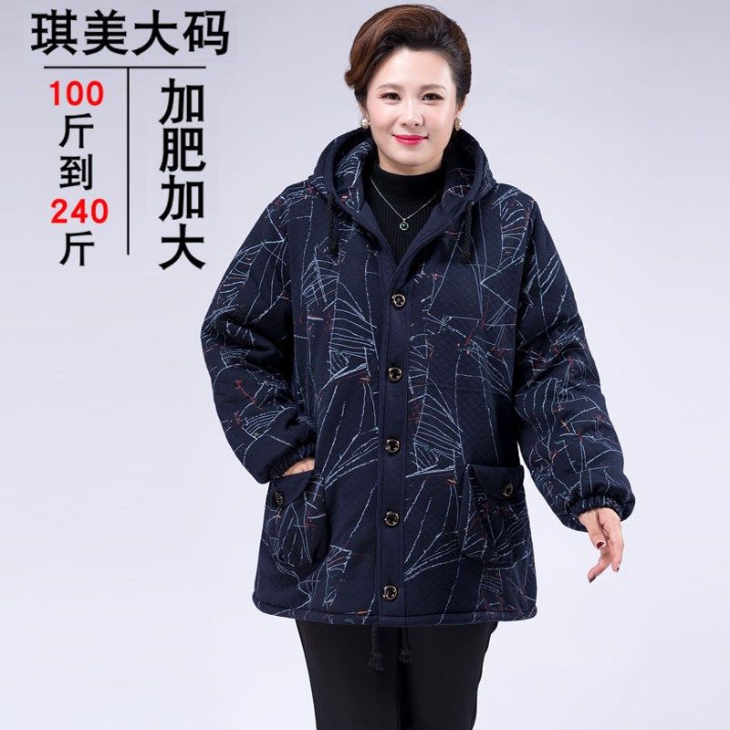 中老年人秋装女装肥胖妈妈胖人衣服胖阿姨加肥加大码冬季外套老妈 - 实物图