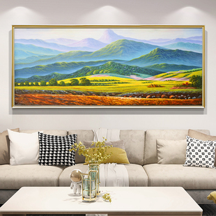 巨人山风景画客厅沙发背景墙装饰画纯手绘油画靠山壁画寓意好挂画