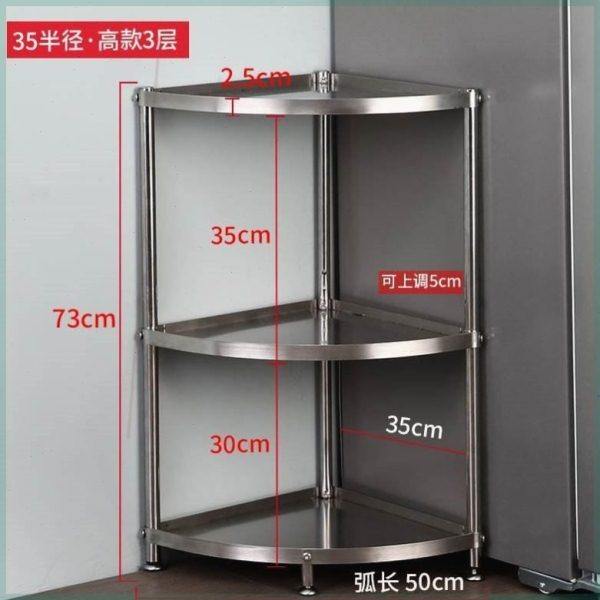 不锈钢201厨房三角脚置物架转角架放锅架子收纳落地式多层拐角架