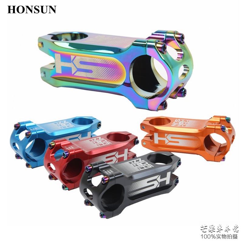 HONSUN山地自j行车把立管 铝合金炫七彩 0度80MM31.8车把立CNC镂