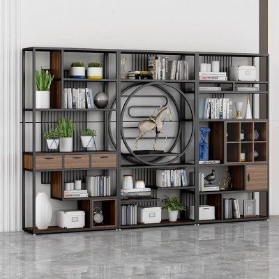 新中式铁艺博古架现代简约茶叶展示柜实木茶架展示架办公室置物架,住宅家具,多宝格/博古架,淘宝优惠券,粉丝福利购,淘宝优惠卷