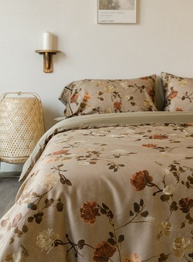 云缇杏雨梨云%天丝%棉四件E套夏季床单被套手感丝滑床上用