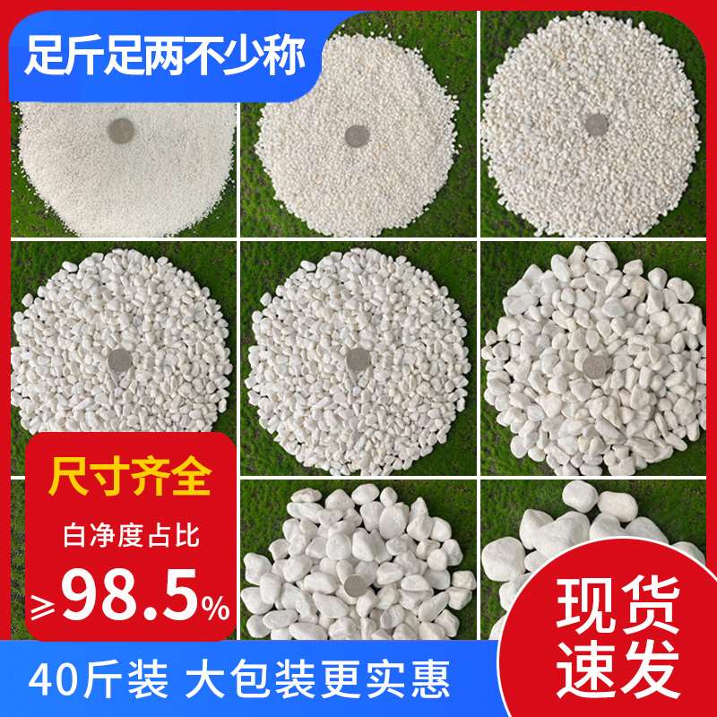 现货速发白e石子景观石头大小鹅卵石庭院铺路铺地台装饰花园白色