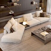 2024年新款 意式 极简北欧布艺沙发异形转角棉麻奶油风诧寂风沙发