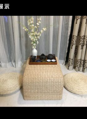 蒲团坐垫打坐禅修垫日式棉麻草编懒人草垫子大拜垫礼佛家用跪拜垫