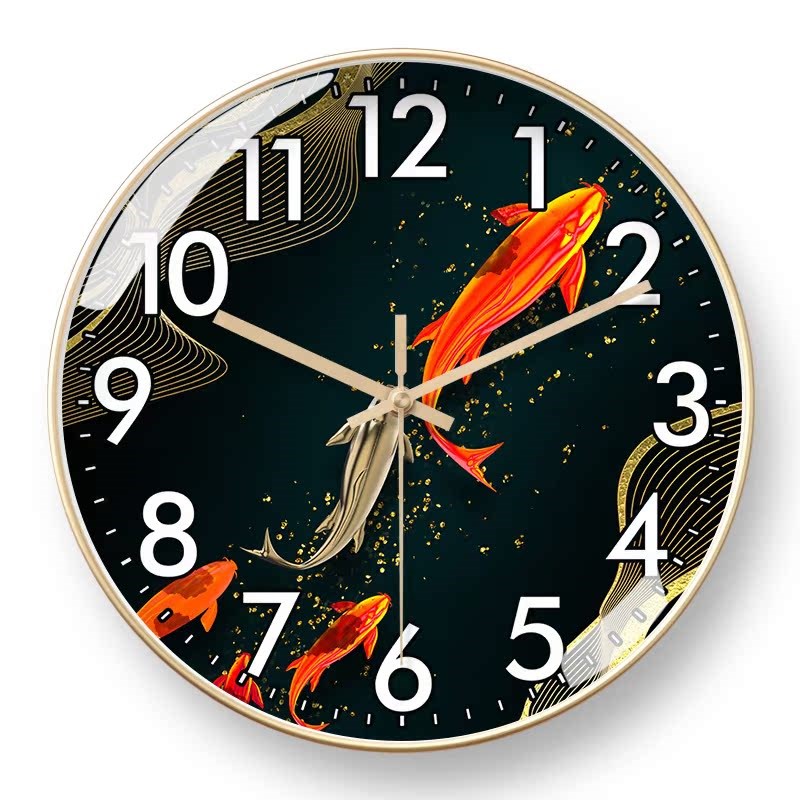 时尚轻奢挂钟石英钟表中国风自动对时钟电波钟静音家用.客餐厅挂