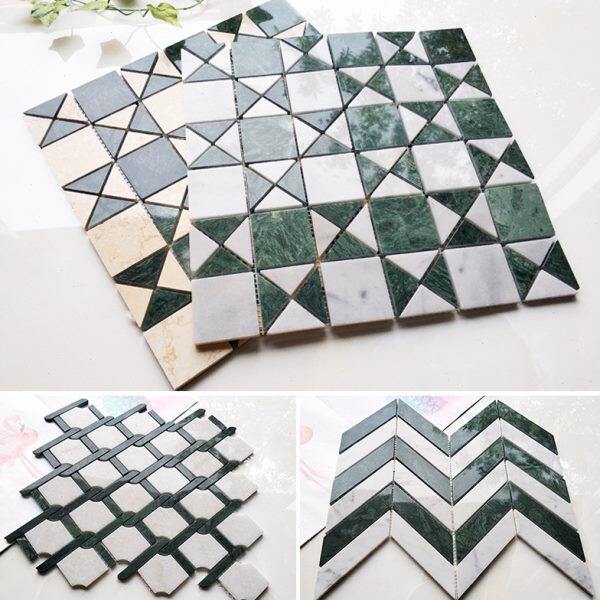 白马赛克大理石砖卫生间简约现代异形厨房绿拼花阳台背景墙材大花