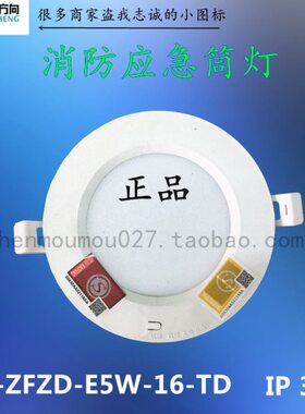 ZS-ZLZD-E5W-16-TD应急筒灯3寸4寸56寸90minIP303.2V天花灯吸顶灯