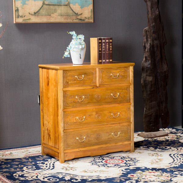 红木家具金丝楠木卧室五斗柜新中式全实木斗柜小叶桢楠柜子小户型