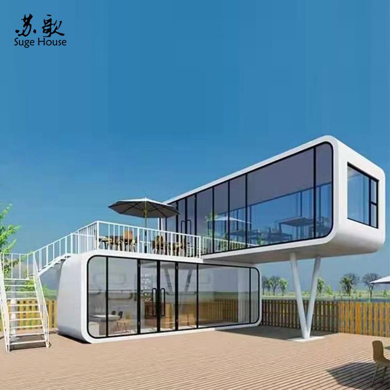 全新钢结构网红二层苹果仓玻璃阳光房改造创意咖啡馆商铺模块化房