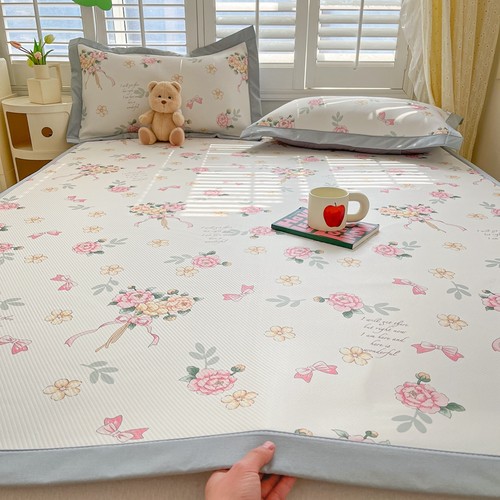 夏季藤席冰丝凉席三件套夏天斜纹复合凉感软席子家用可水洗床单款