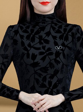 黑色加绒保暖打底衫女装半高领2024秋冬新款长袖修身气质百搭小衫