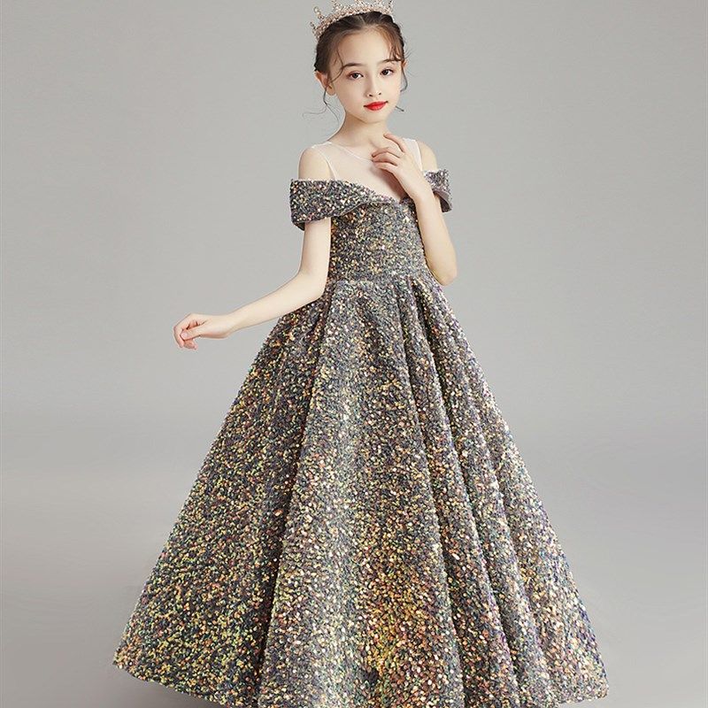 儿童礼服女童蓬蓬裙亮片裙走秀服钢琴演出服晚礼服公主裙生日礼