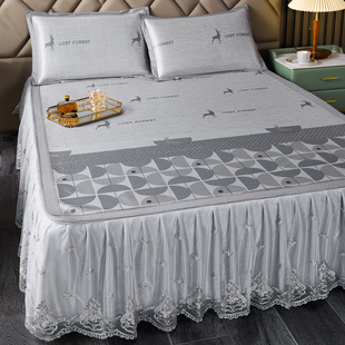 冰丝席床裙款可水洗三件套家用1米5空调冰藤软席凉席夏天2023新款