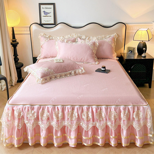 夏季 空调软席 A类凉感丝冰豆豆凉席三件套冰丝席床罩可拆卸床裙款