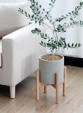 水泥架高花盆大盆栽龟背竹盆栽高脚灰色落地客厅花架宝莲灯侘寂风