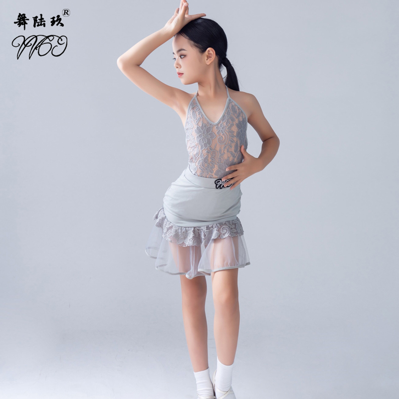 儿童拉丁b舞练功服女专业舞蹈集训舞裙幼儿拉丁舞表演服装吊带夏