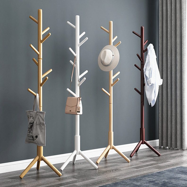 实木衣帽架落地卧室挂衣架现简约衣架子客厅立式简易家用挂包架