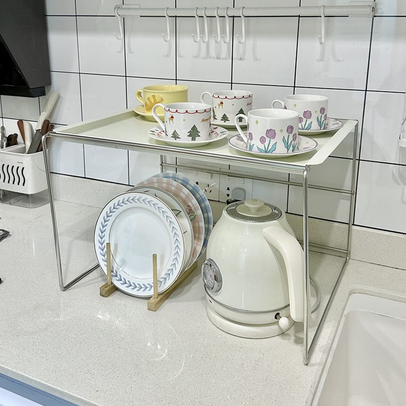 厨房微波炉烤箱置物架橱柜内分层隔板电饭锅架多功能台面收纳架子