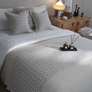 高端酒店名宿样板间美容院家用床旗床尾巾轻奢床上用品软装床盖